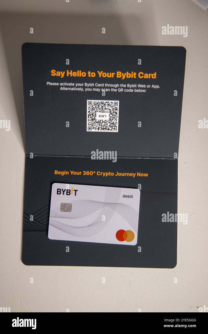 Welcome package with Bybit card; a Mastercard debit card with cashback from  the cryptocurrency exchange Bybit Stock Photo - Alamy