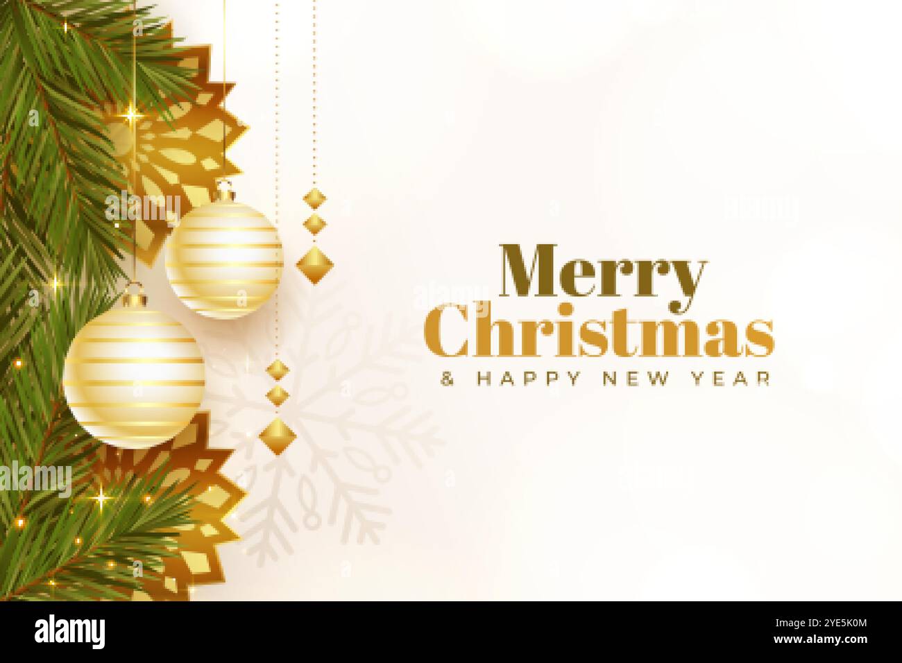 merry christmas and happy new year realistic card design Stock Vector ...