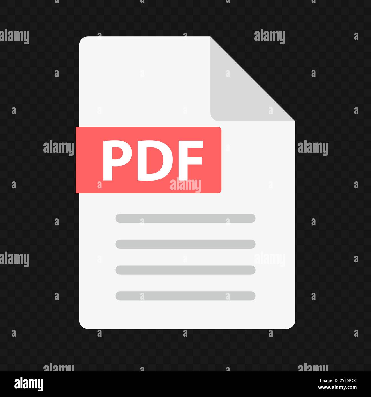 PDF file icon isolated on black transparent background. Editable vector ...
