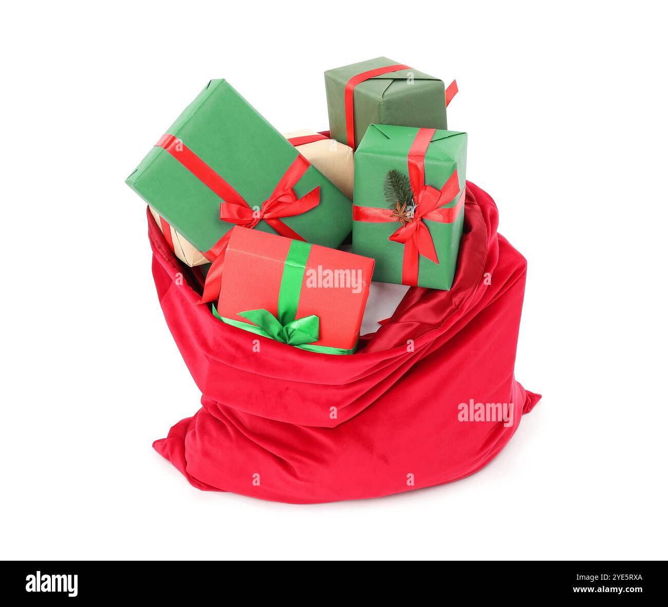 Santa Claus bag full of presents isolated on white Stock Photo - Alamy