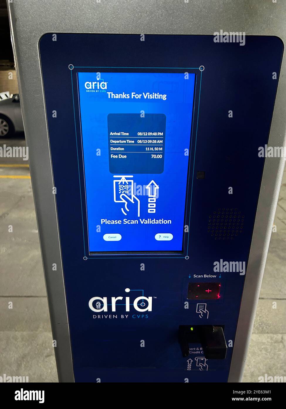 Aria self-pay parking kiosk, Courtyard Brookline Boston, Marriott Hotel, Brookline, Massachusetts, USA Stock Photo