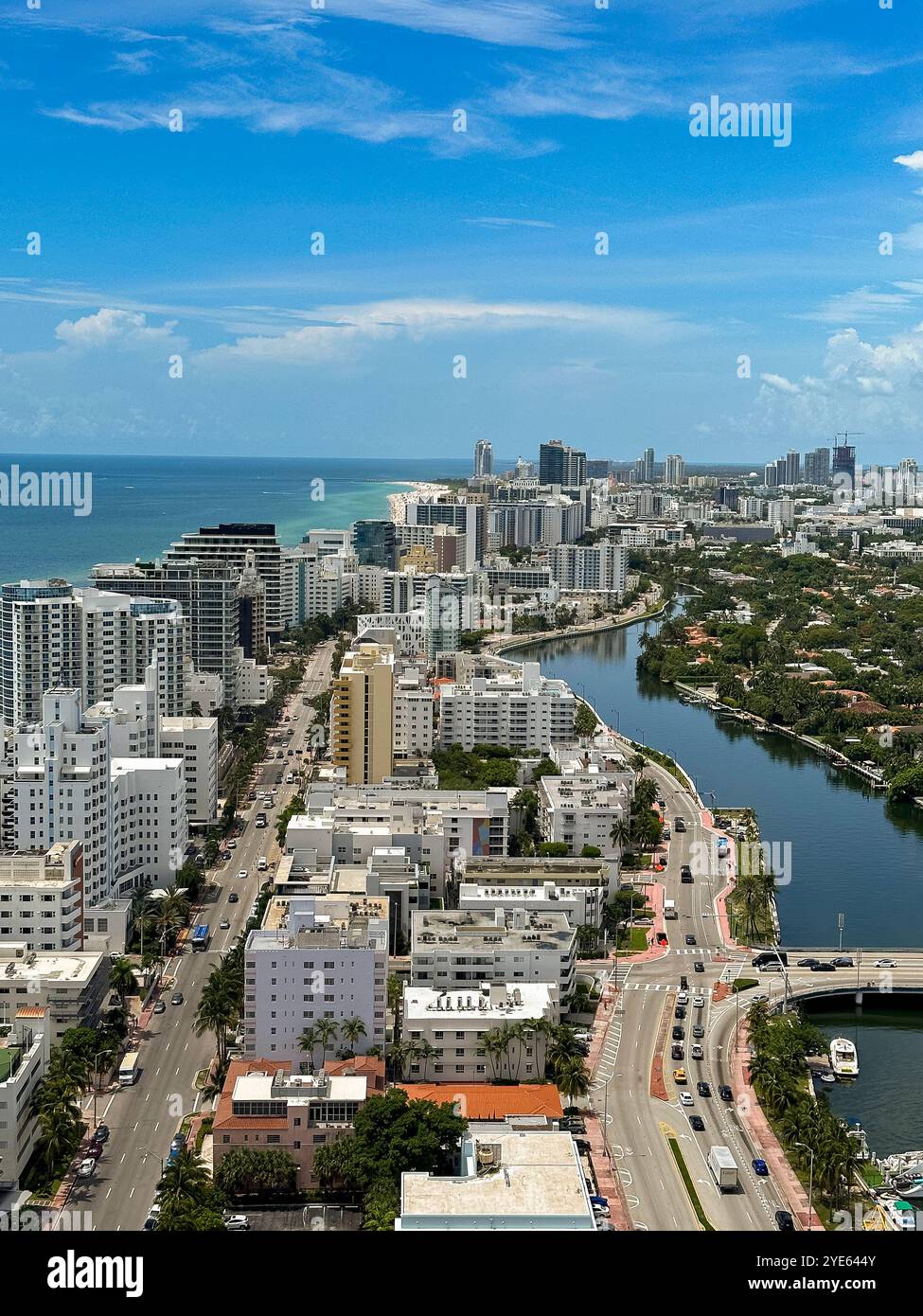 Aerial view of Miami Beach hotels and beaches, Florida, USA - Smartphone Captured Stock Image