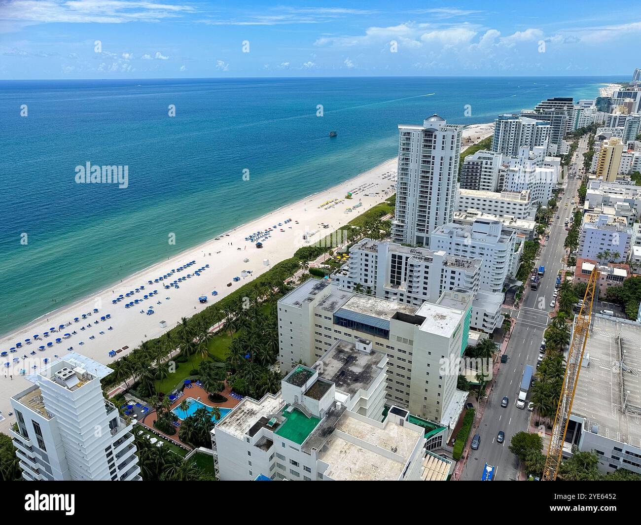 Aerial view of Miami Beach hotels and beaches, Florida, USA - Smartphone Captured Stock Image