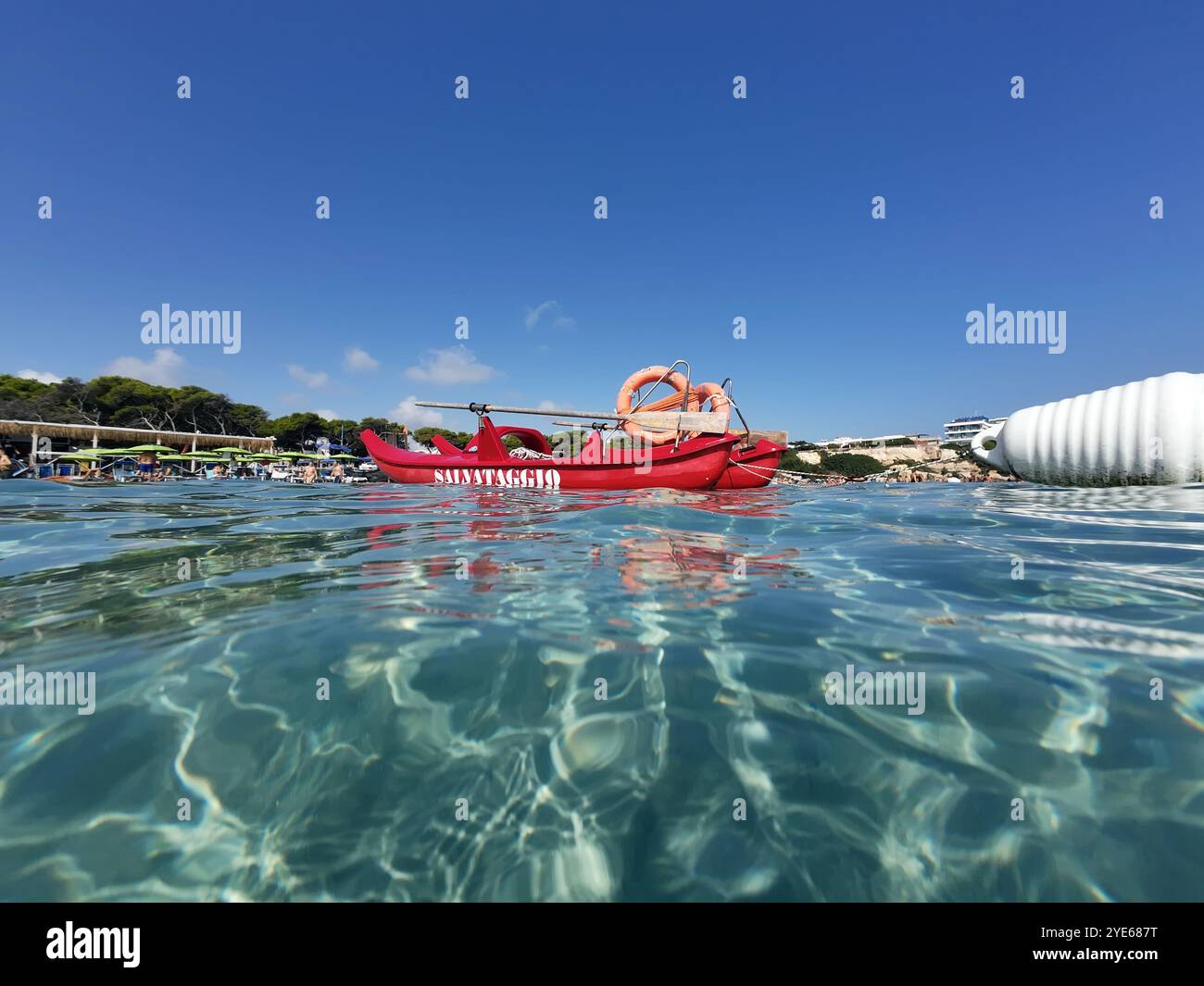 Red rescue boat in salento hi-res stock photography and images - Alamy