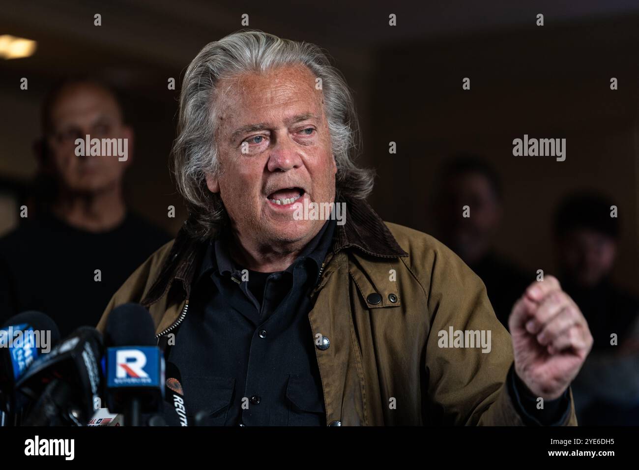 New York Ciy, USA. 29th Oct, 2024. Steve Bannon held a press conference at the Loews Regency hotel in midtown Manhattan New York City, NY October 29, 2024 after being released from prison. Bannon who was a top advisor to former President Donald Trump served a four month sentence at a Federal Correctional Institution in Danbury, Connecticut for contempt of Cogress over the Jan. 6th Capitol riot. (Photo by Steve Sanchez/Sipa USA). Credit: Sipa USA/Alamy Live News Stock Photo