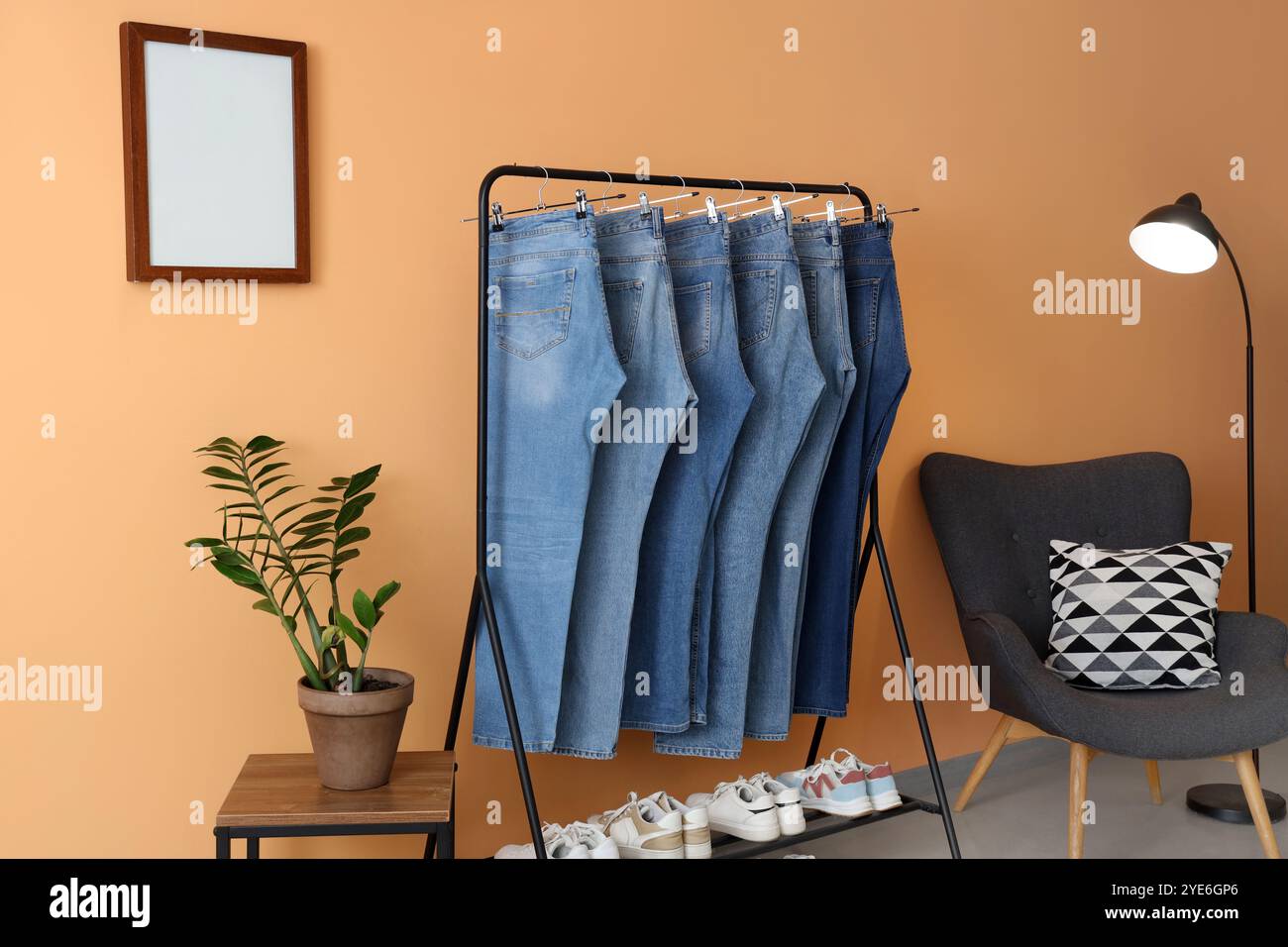 Jean Rack Country Room Rack different jeans shoes hi-res stock photography and images - Alamy