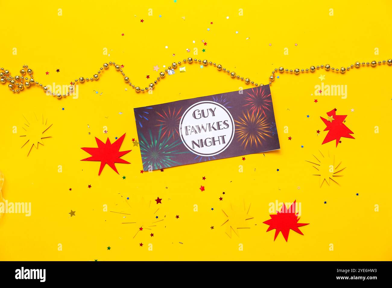 Greeting card for Guy Fawkes night with paper decor, beads and confetti ...