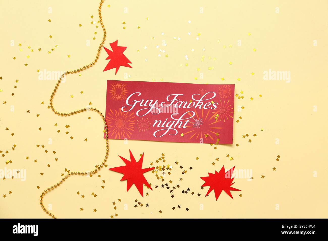 Greeting card for Guy Fawkes night with paper decor, beads and confetti ...