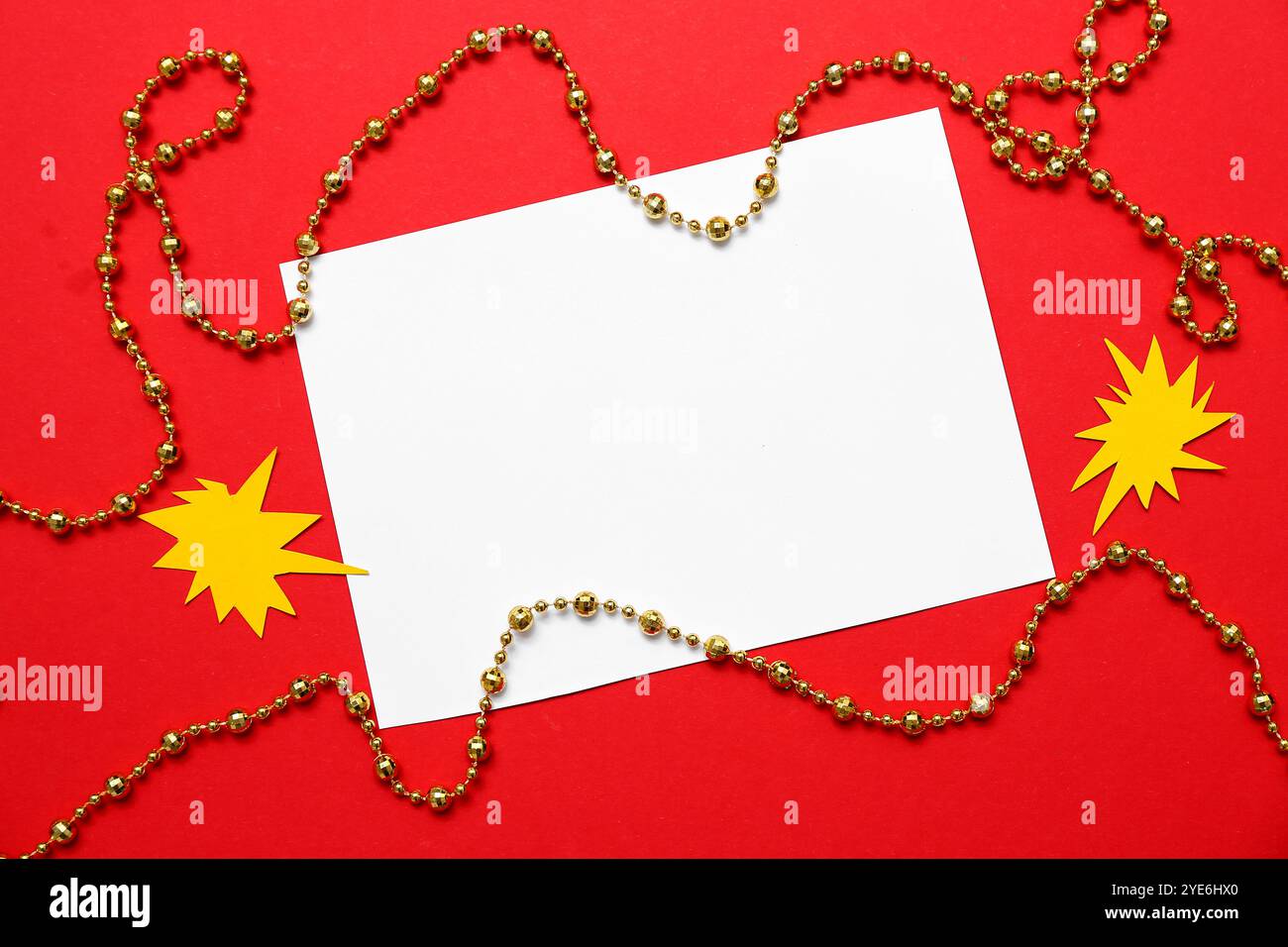 Blank card for Guy Fawkes night with paper decor and beads on red ...
