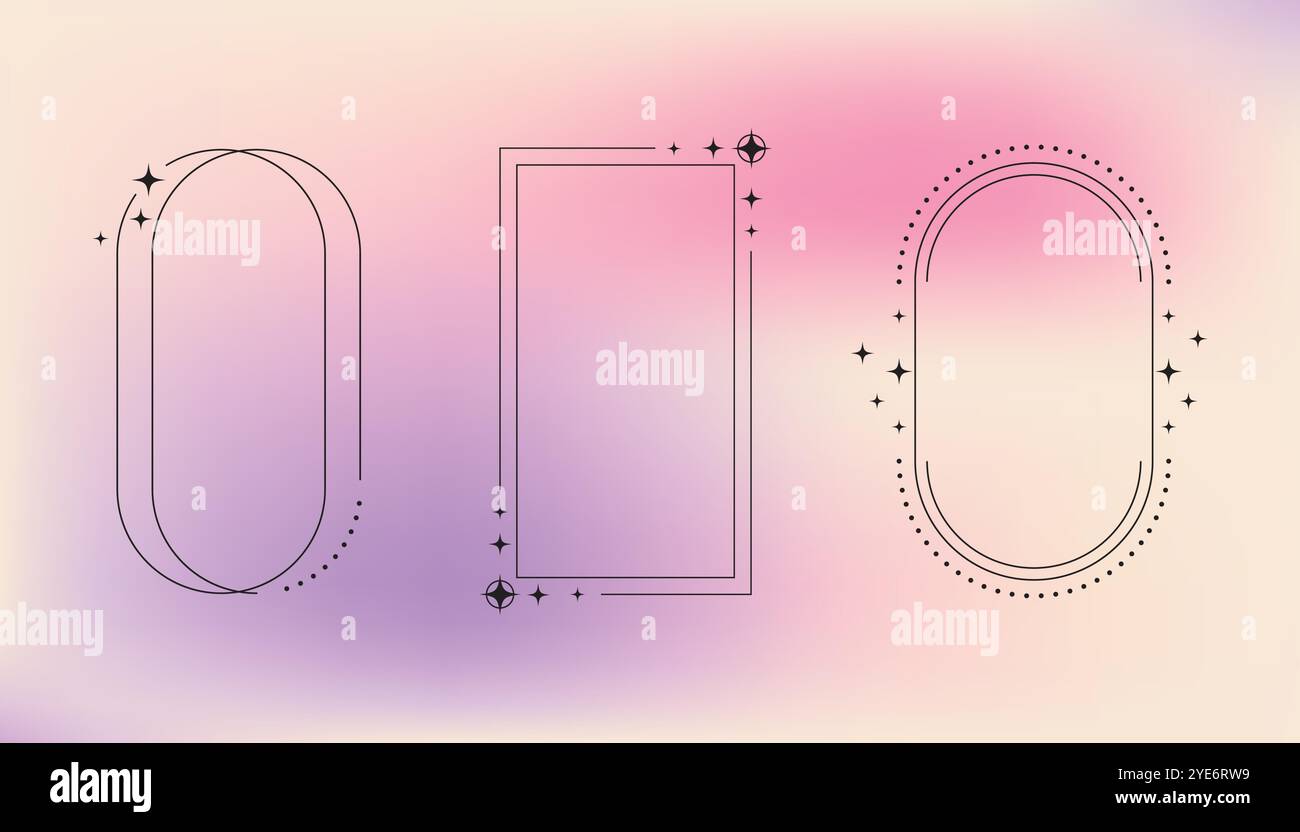 Flat design minimalist linear frame with fluid pastel gradient Stock Vector