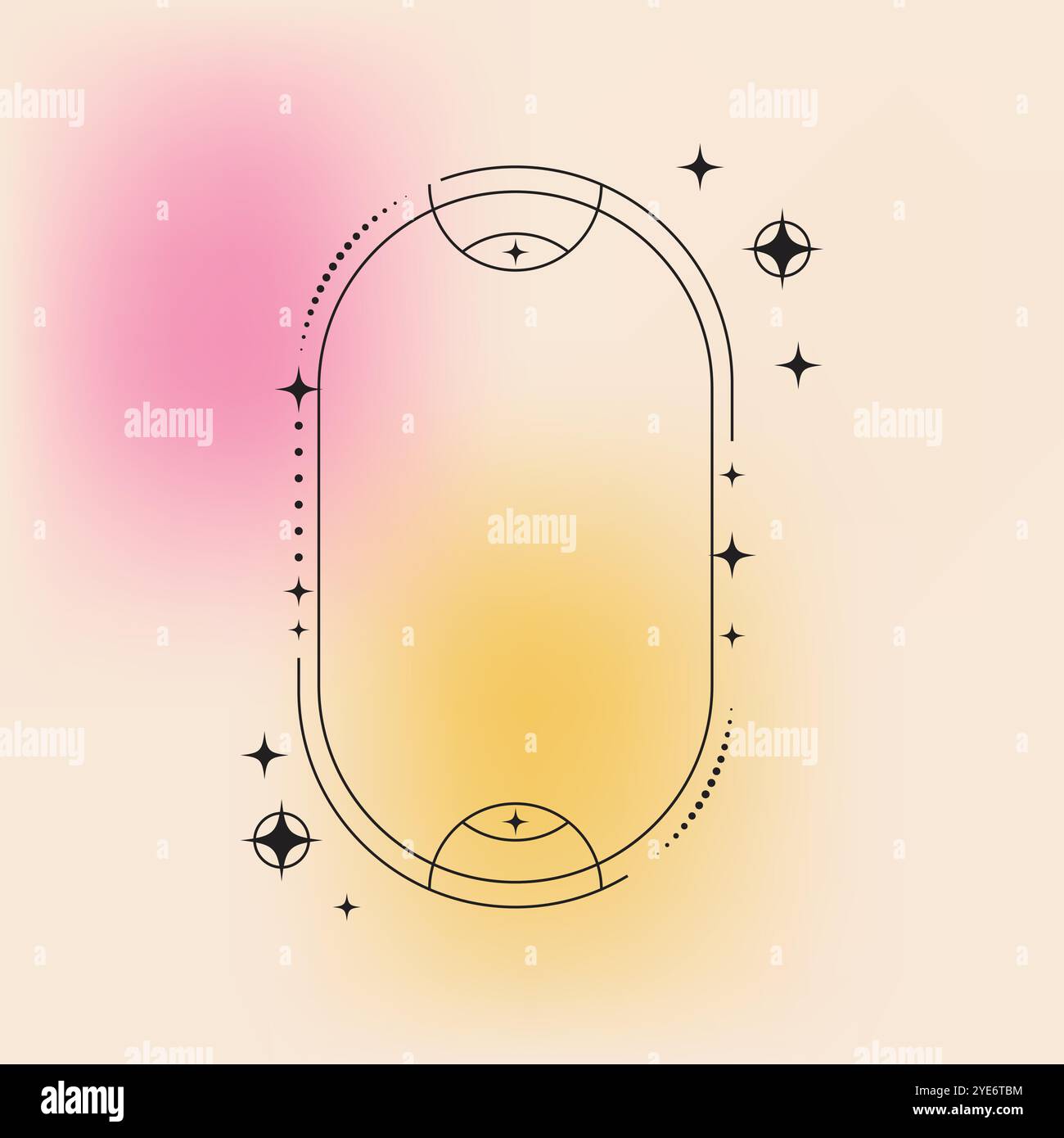 Flat design minimalist linear frame with fluid pastel gradient Stock Vector
