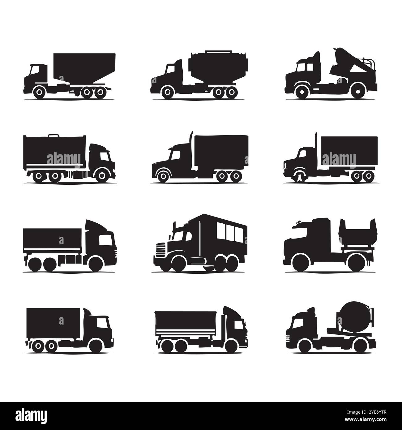 Set of truck silhouette on white background Stock Vector Image & Art ...