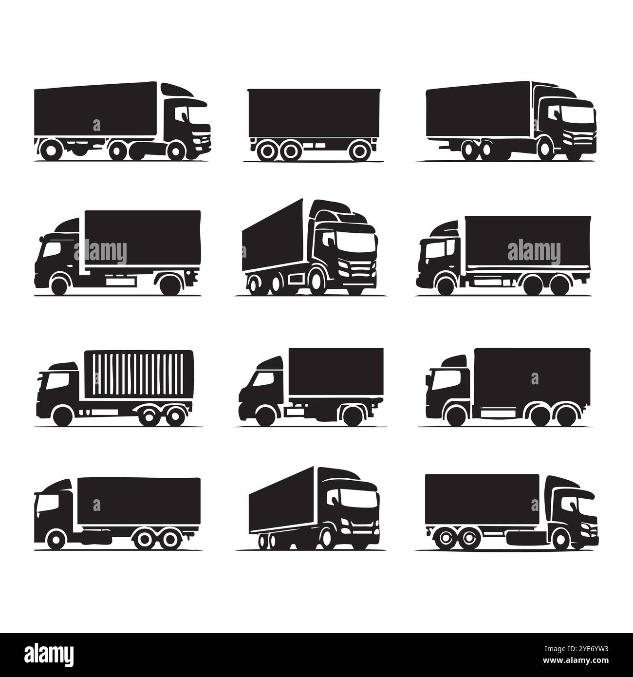 Set of truck silhouette on white background Stock Vector Image & Art ...