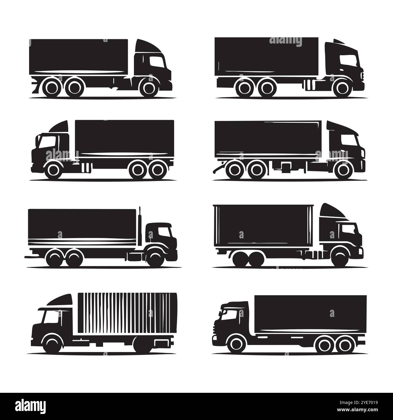 Set of truck silhouette on white background Stock Vector Image & Art ...