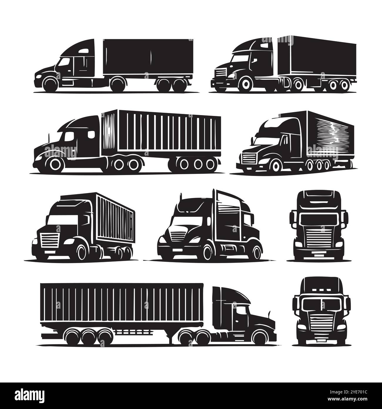 Set of truck silhouette on white background Stock Vector Image & Art ...