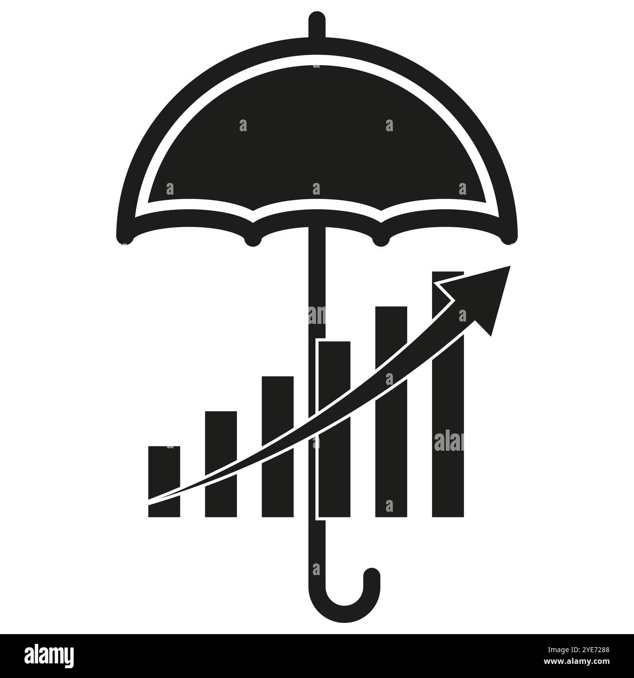 Umbrella with chart. Growth protection icon. Business safety concept ...