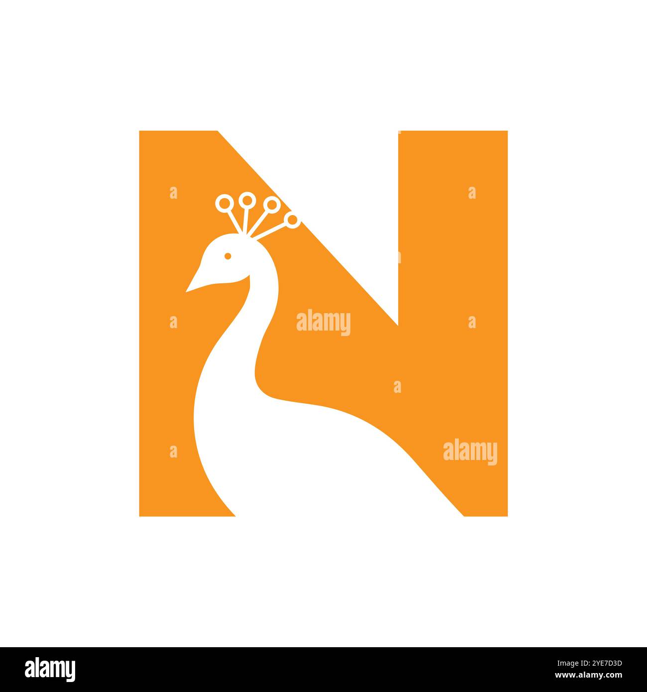 Letter N Peacock Logo Design Vector Template Stock Vector