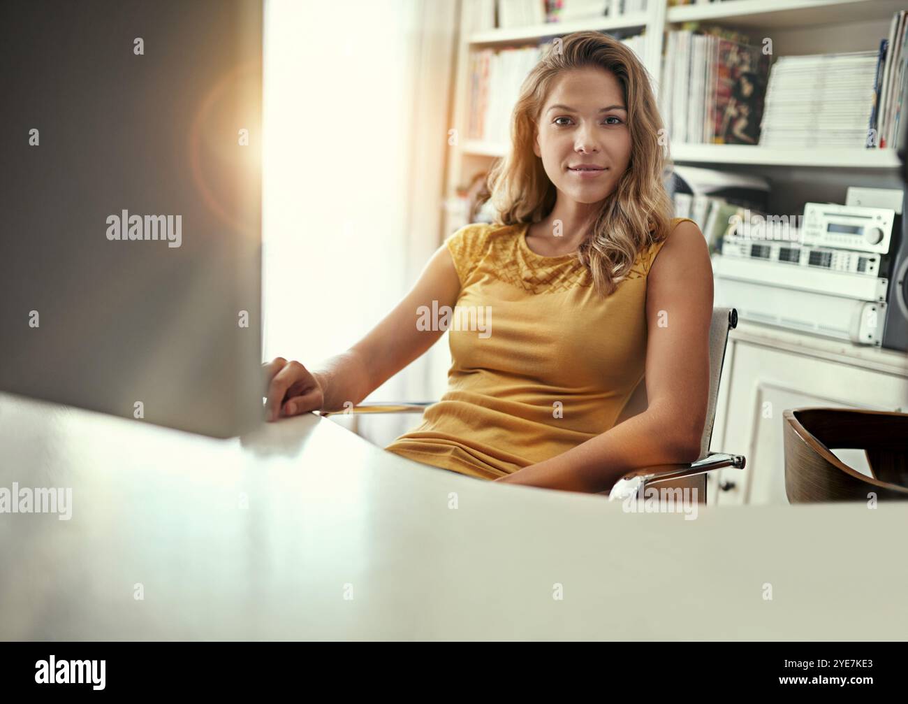 Person Using Computer Small Business Remote work, portrait and woman with computer, small business and ...