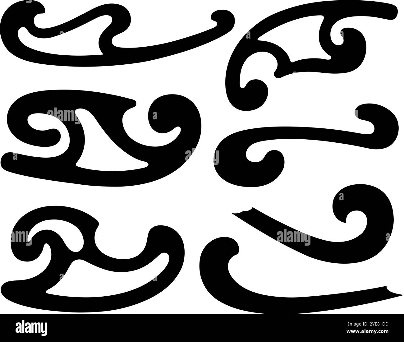 Collage of different french curves isolated on white Stock Vector