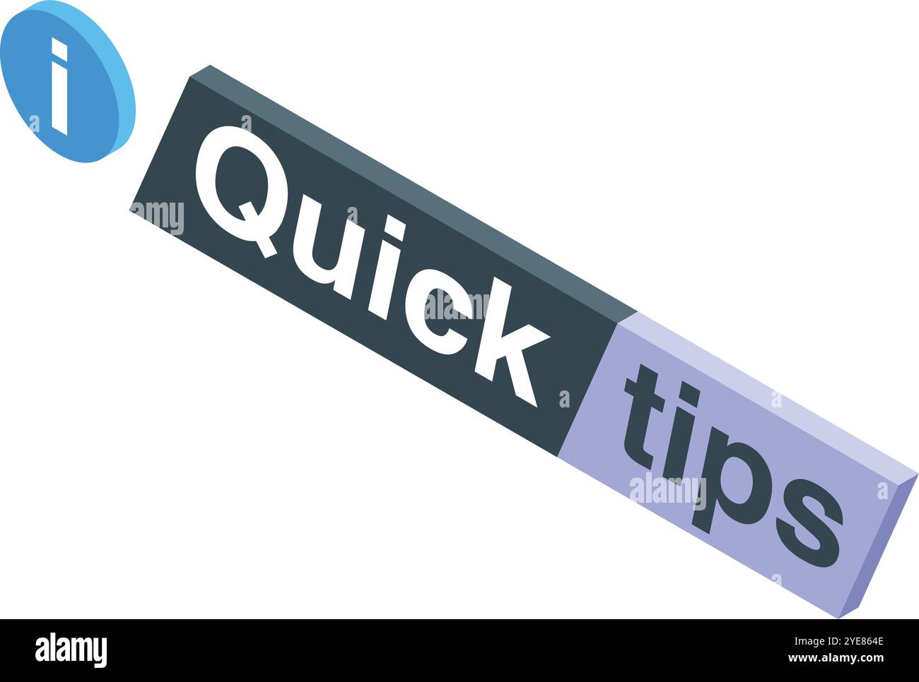 Quick tips button is providing helpful advice and information for users seeking guidance Stock Vector
