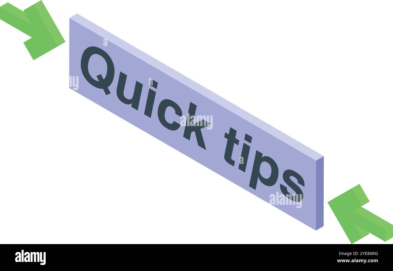 Quick tips sign pointing to helpful information, providing concise and efficient advice Stock Vector
