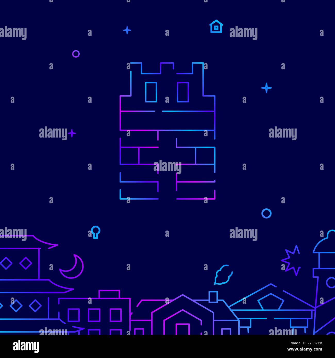 Watch tower gradient line icon, vector illustration Stock Vector Image ...