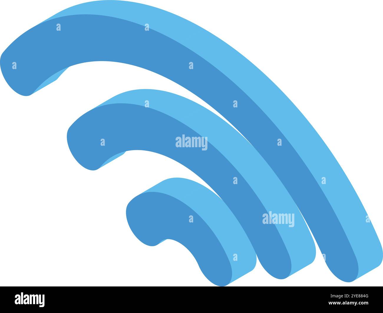 Wireless network symbol with three blue arcs indicating strong internet or network access Stock Vector