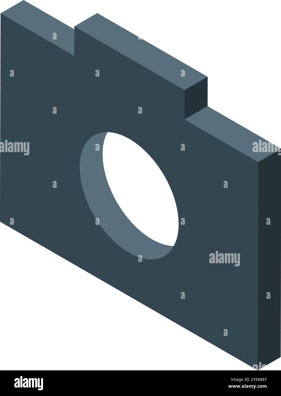 Simple isometric camera icon representing photography, image capture, and visual media Stock Vector