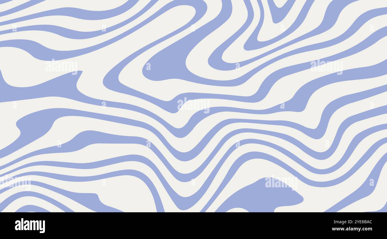 Abstract horizontal background with waves lines. Y2k trendy design with liquid curves pattern Stock Vector