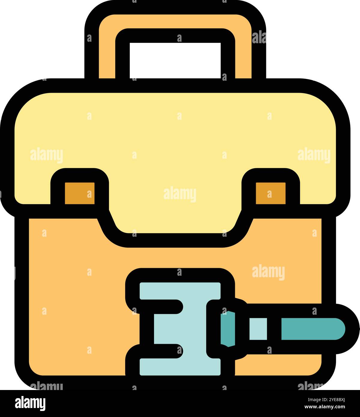This vector illustration depicts an auction case with a gavel ...