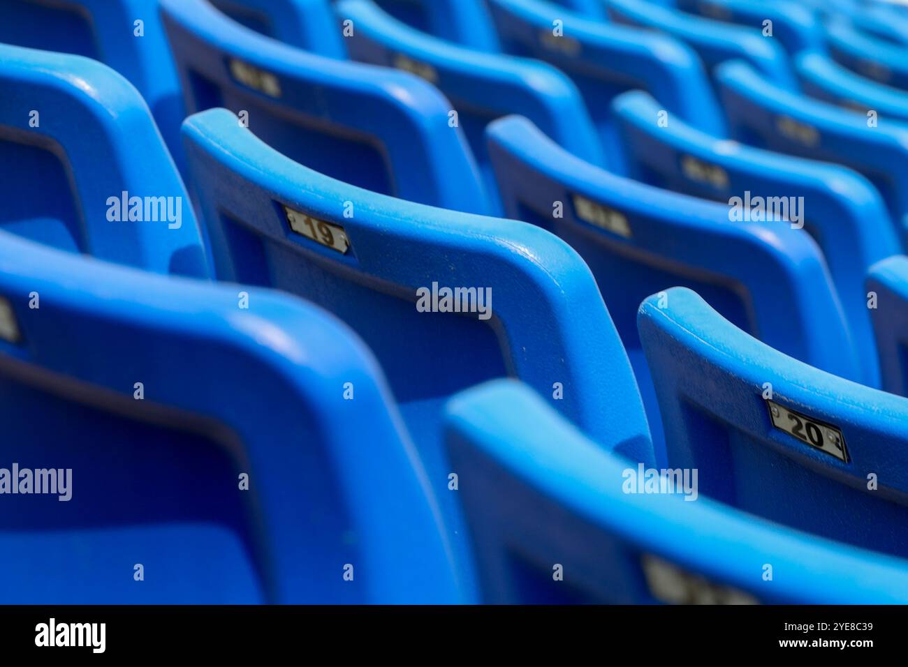 Empty chairs at the stadium Stock Photo