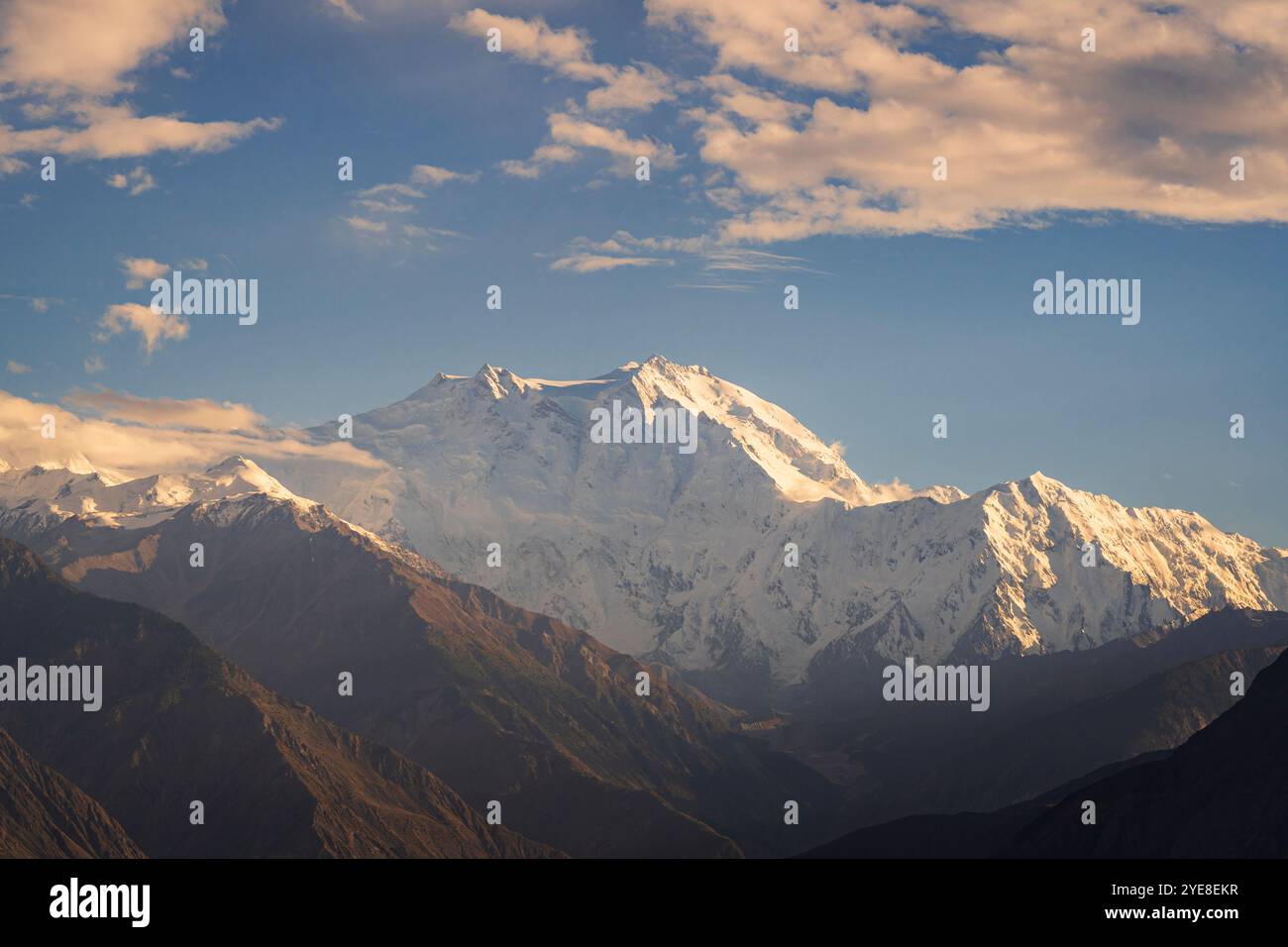 Scenic landscape view of the north face aka Rakhiot face of mighty Nanga Parbat mountain near Jaglot, Gilgit, Gilgit-Baltistan, Pakistan Stock Photo