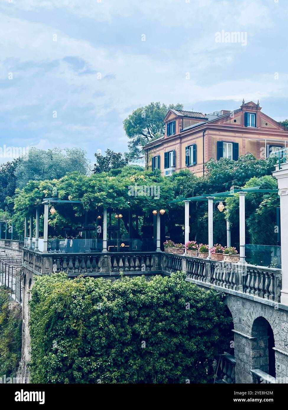 Ravello on the Amalfi Coast, Italy. October 05th, 2024. view of the houses in the green gardens surrounded by lemon groves. Stock Photo