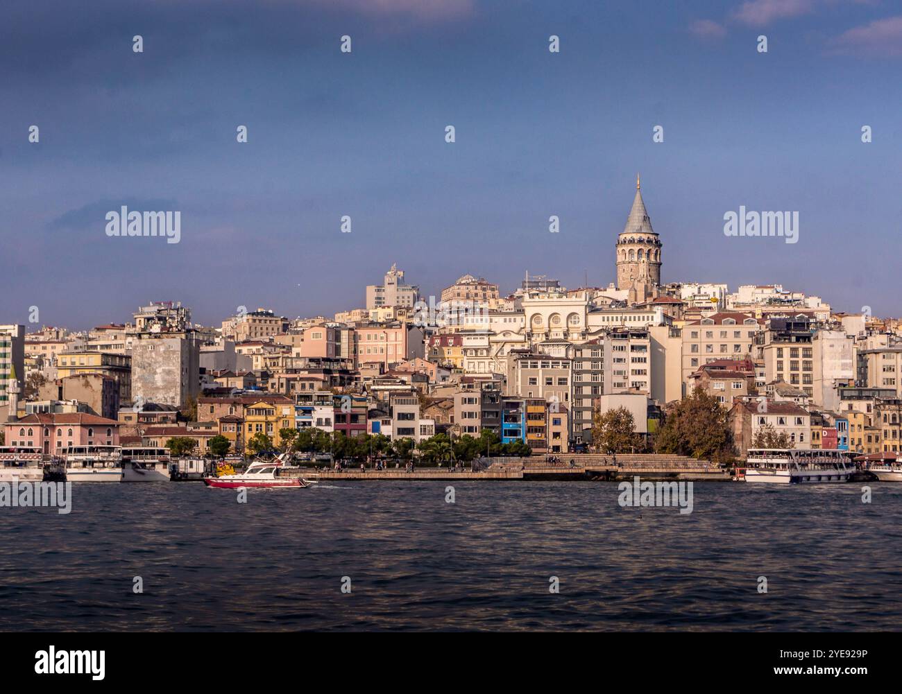 The scenic view of Beyoglu district of Istanbul, with Galata tower ...