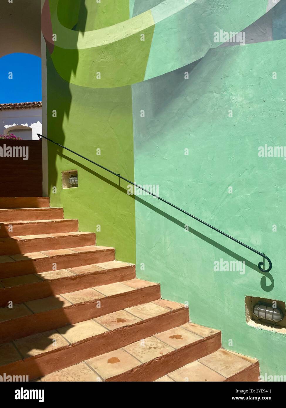 colourful design stairs in Porto Cervo Sardinia Italy - Smartphone Captured Stock Image