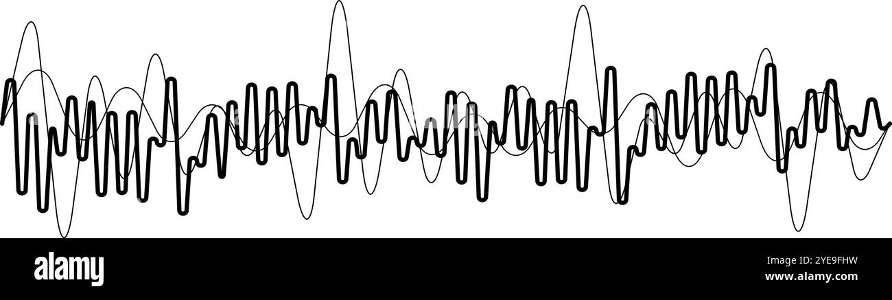 Captivating sound wave design illustrating audio flow on white background, perfect for recording studios or podcasts Stock Vector