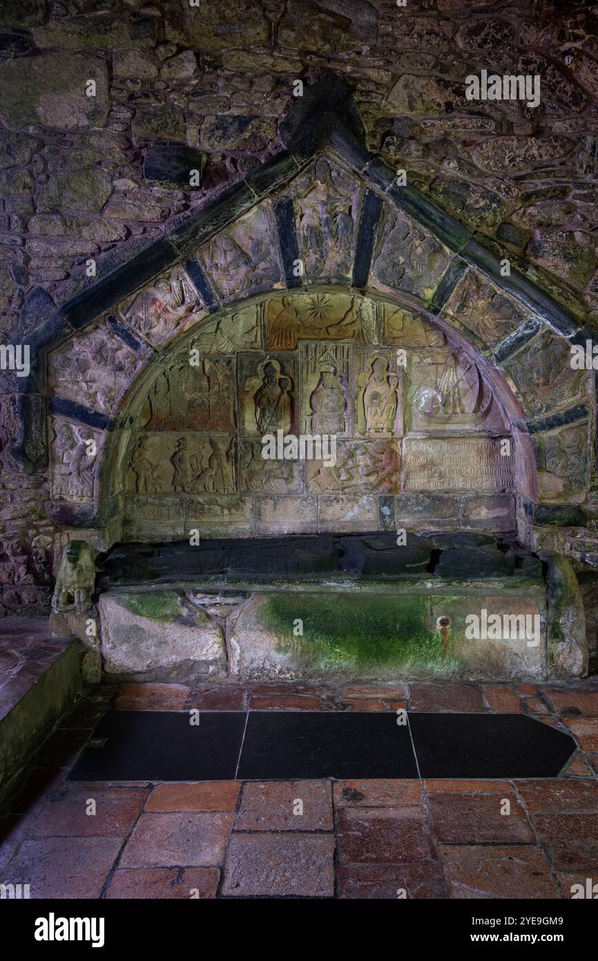 Alexander MacLeod's 16th century tomb in St Clements Church, Rodel, Isle of Harris, Outer Hebrides, Scotland, UK Stock Photo