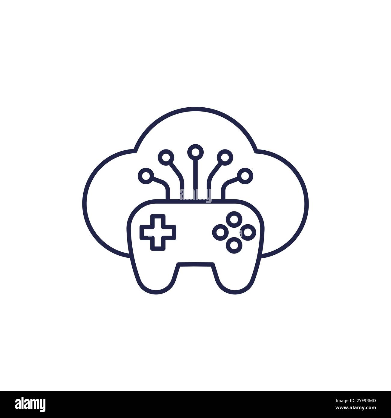 game server icon with a gamepad, cloud gaming Stock Vector