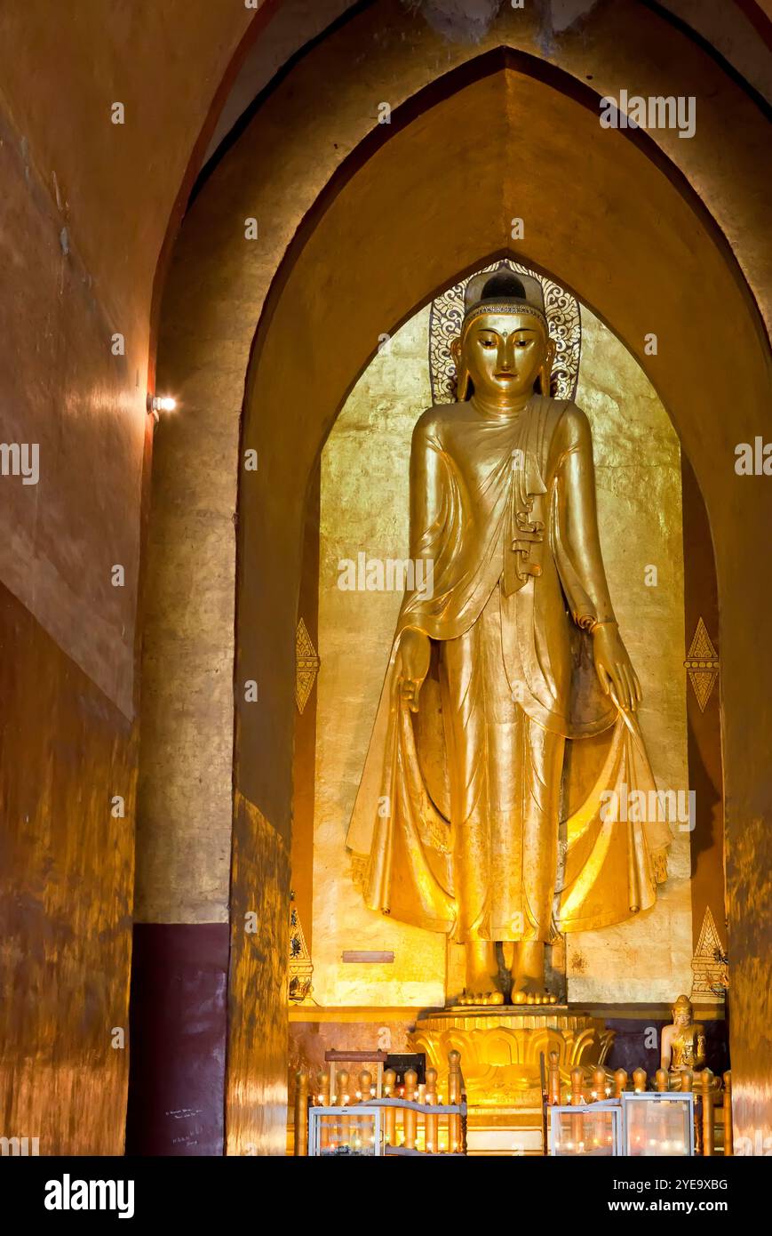 Konagamana Buddha in the East Wing of Ananda Temple in Bagan, Myanmar; Bagan, Myanmar Stock Photo