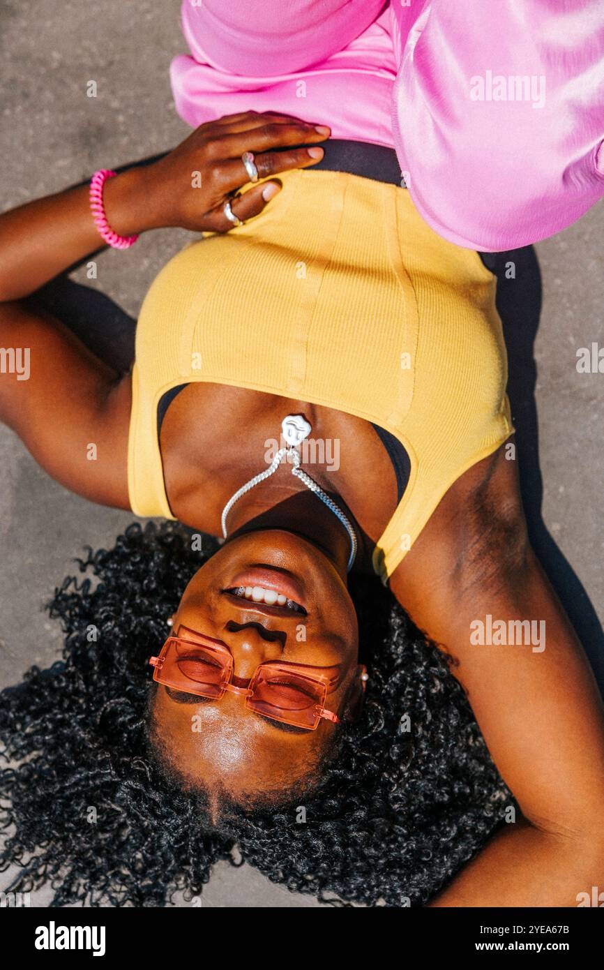 Top down shot cheerful african hi-res stock photography and images - Alamy
