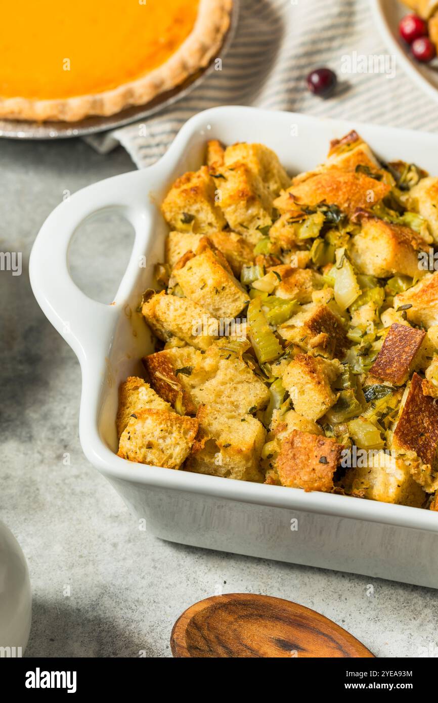 Homemade Turkey Stuffing for Thanksgiving Dinner in a Casserole Dish ...