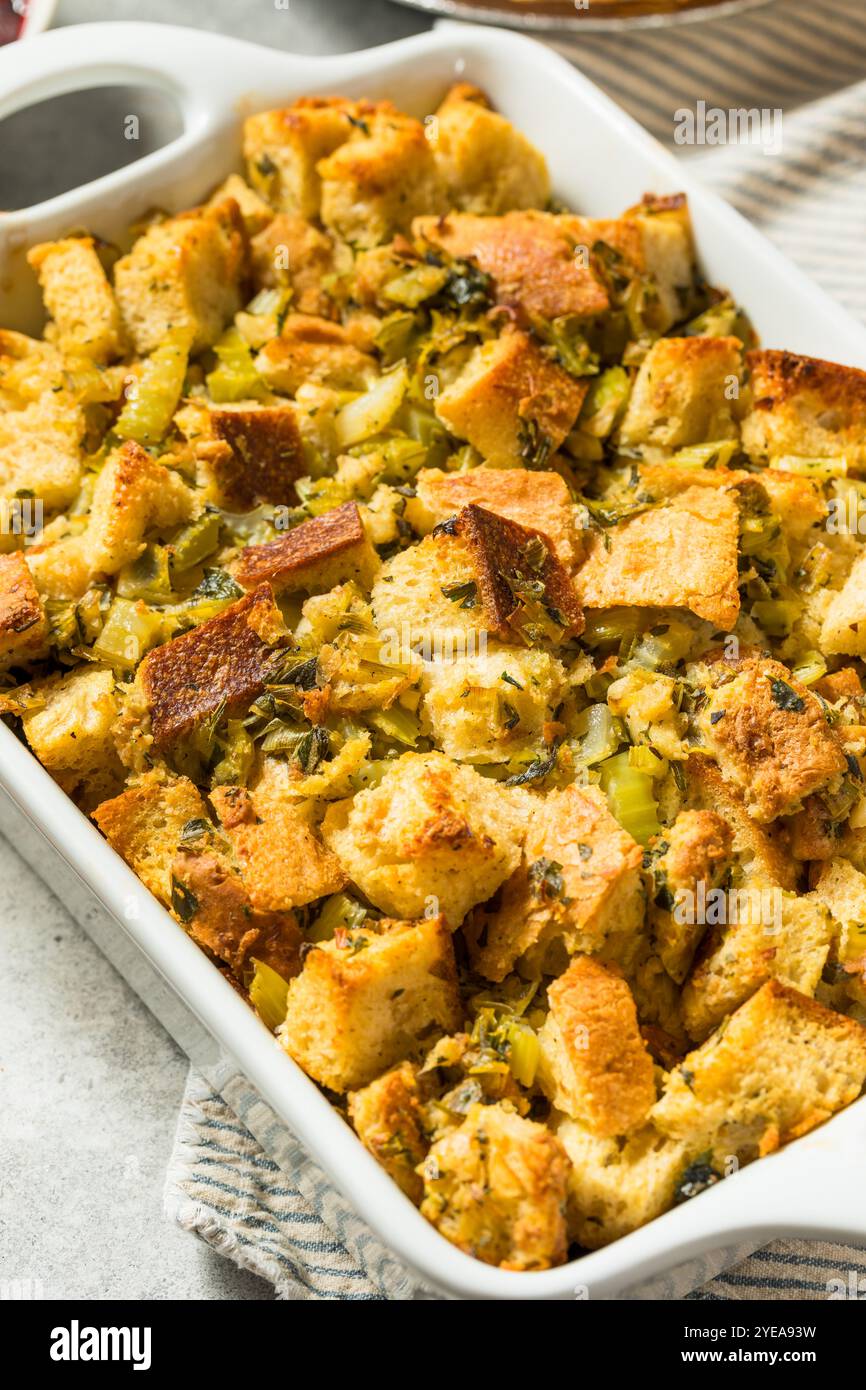 Homemade Turkey Stuffing for Thanksgiving Dinner in a Casserole Dish ...