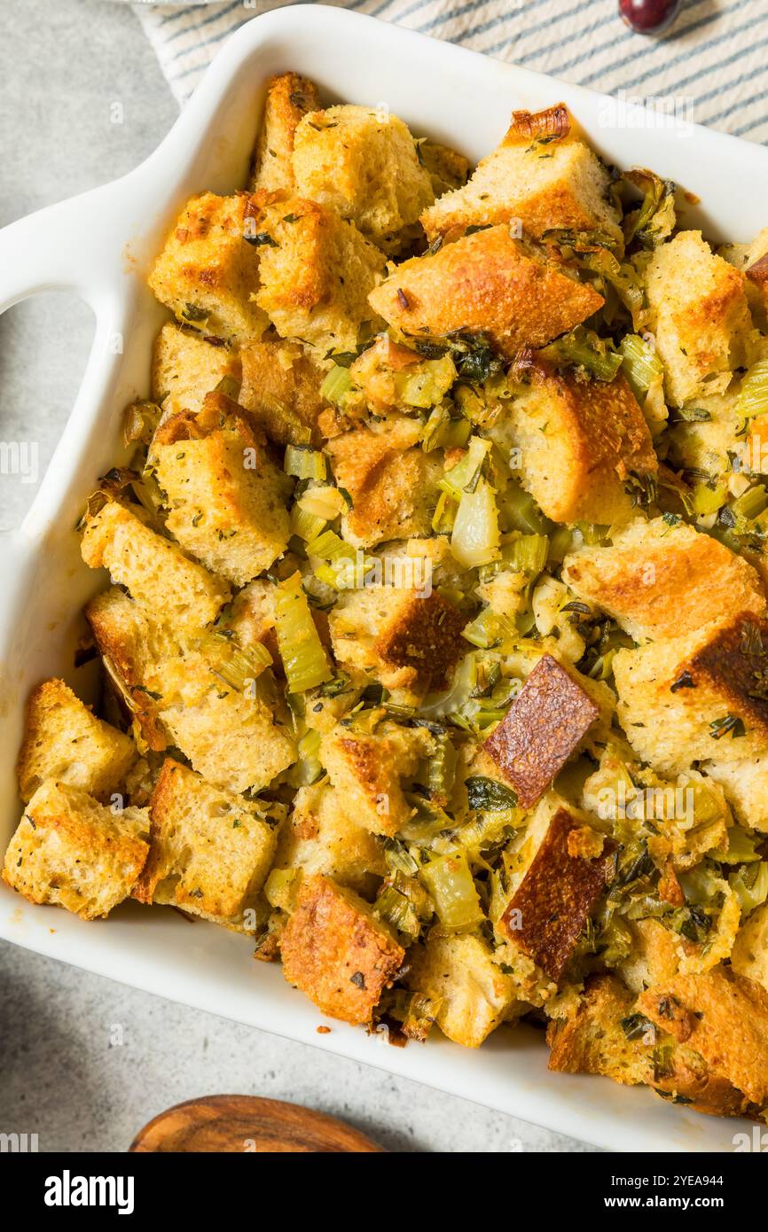 Homemade Turkey Stuffing for Thanksgiving Dinner in a Casserole Dish ...