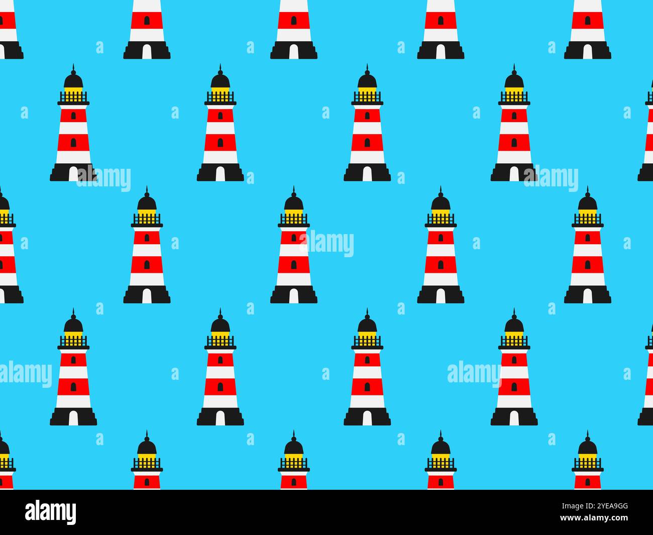Seamless pattern, lighthouse. Vector illustration. Stock Vector