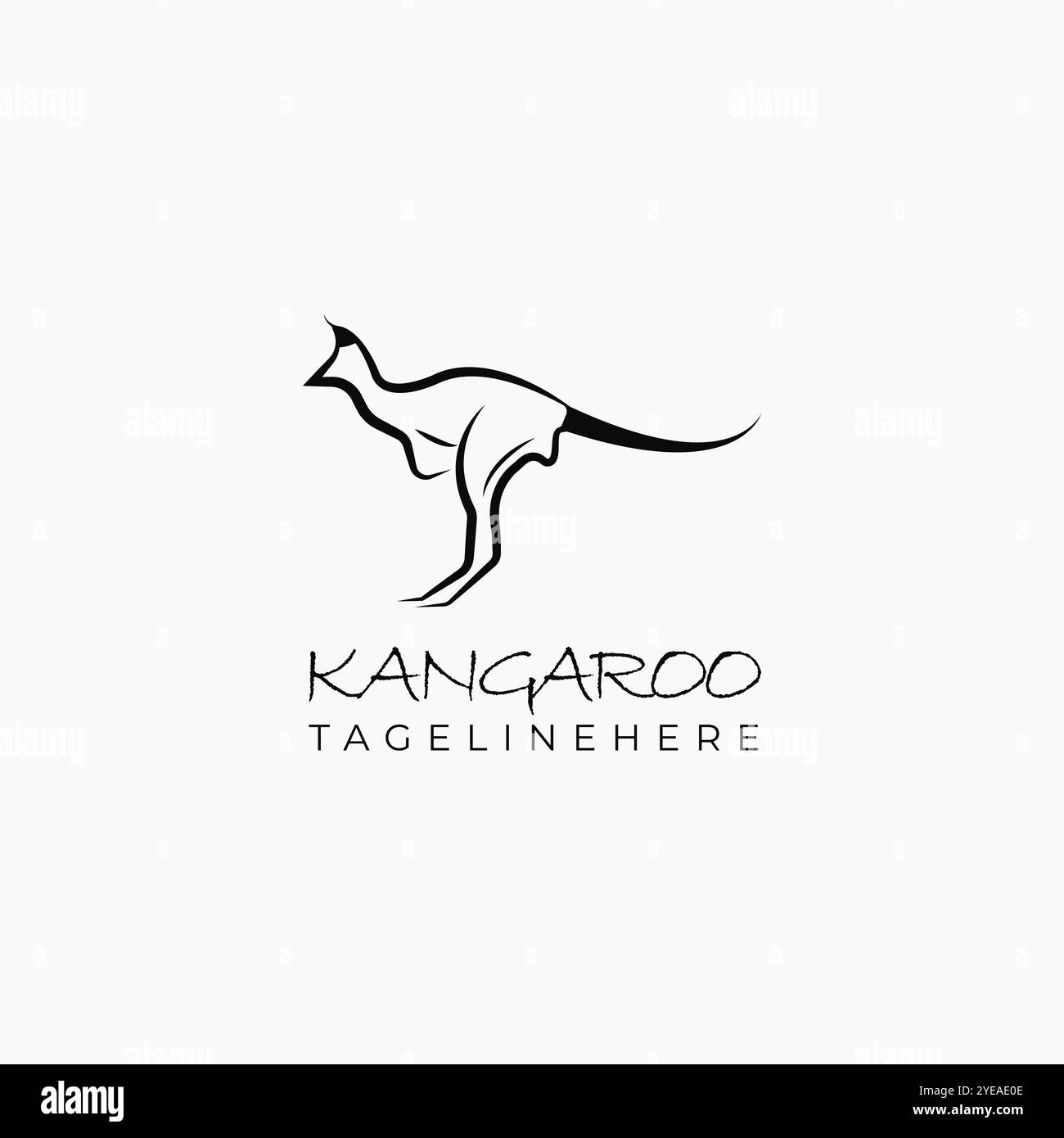 Kangaroo line art minimal logo design Stock Vector