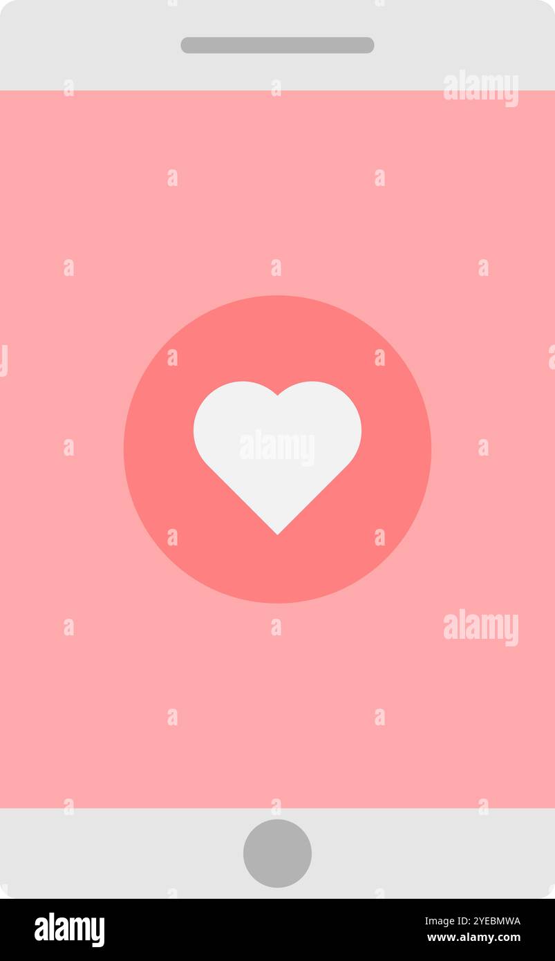 Smartphone with heart icon. Simple heart icon. Stock Vector