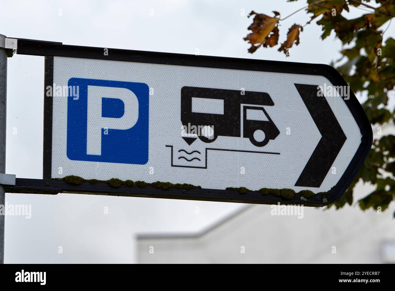 motorhome parking direction sign, county donegal, republic of ireland Stock Photo