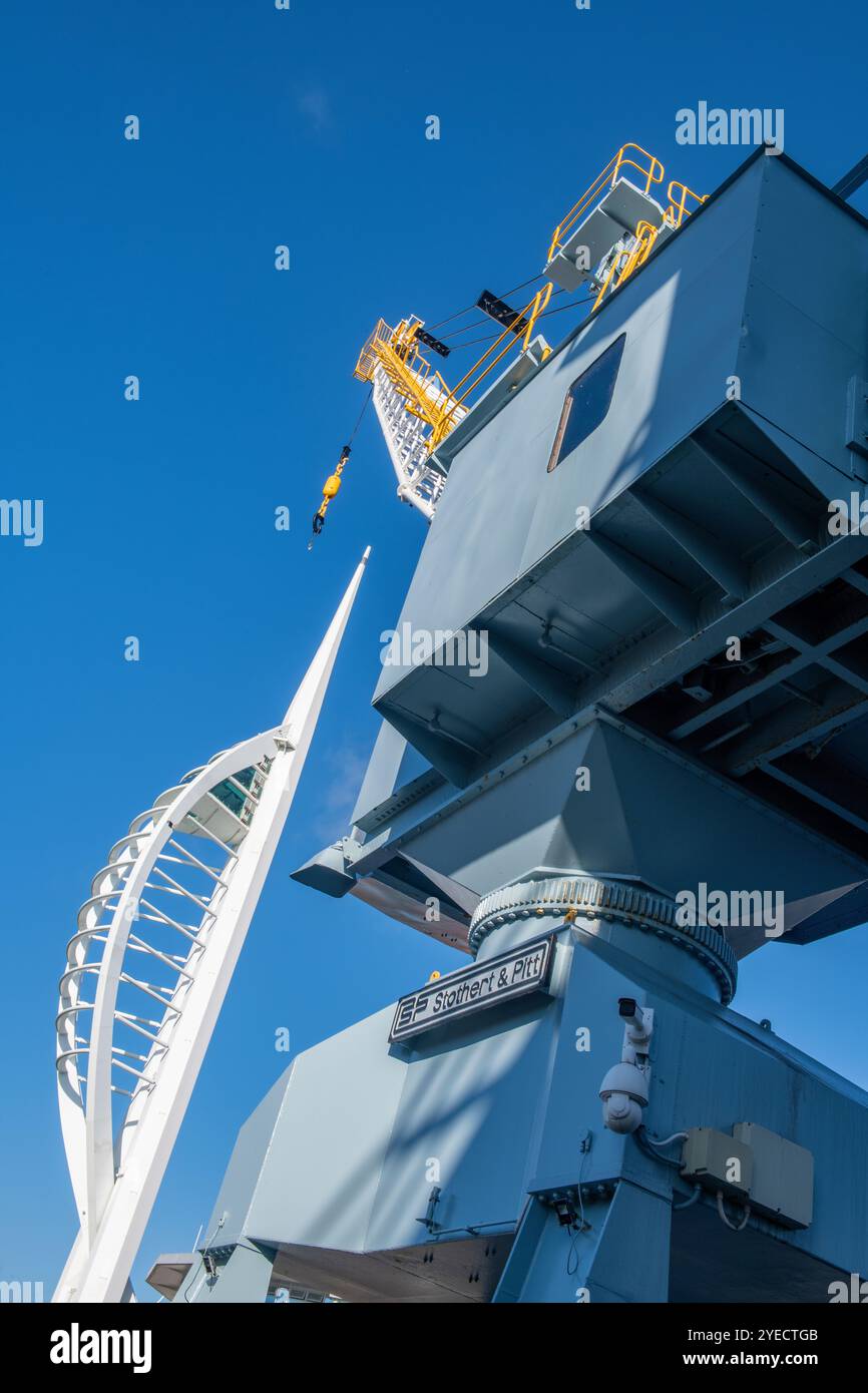Old vintage dockyard crane at gunwharf quays in Portsmouth, Hampshire ...