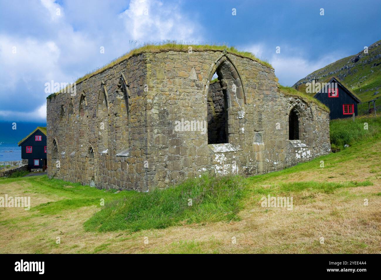 Historical Kirkjub ur Village With Ruins Of The Magnus Cathedral Faroe historical-kirkjub-ur-village-with-ruins-of-the-magnus-cathedral-faroe