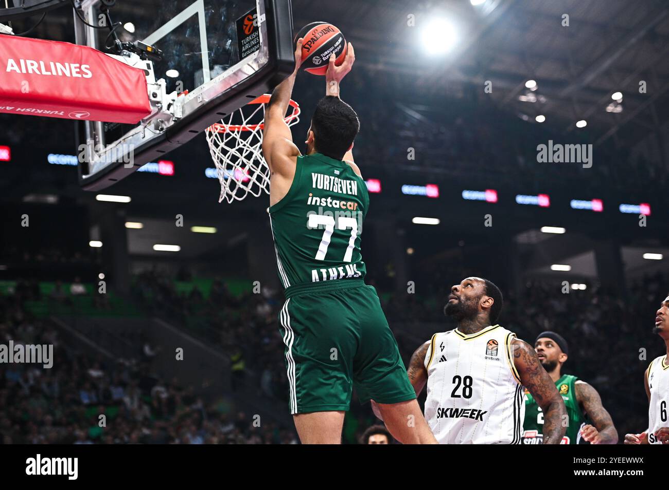 Athens, Athens, Greece. 30th Oct, 2024. 77 OMER YURTSEVEN of Panathinaikos AKTOR Athens is playing during the Euroleague, Round 6 match between Panathinaikos AKTOR Athens and LDLC ASVEL Villeurbanne at OAKA Altion Arena on October 30, 2024, Athens, Greece. (Credit Image: © Stefanos Kyriazis/ZUMA Press Wire) EDITORIAL USAGE ONLY! Not for Commercial USAGE! Stock Photo